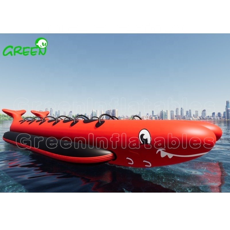 Design 8 Person Portable 0.9mm PVC Tarpaulin Water Sports Towable Tube Inflatable Water banana bus boat guangzhou