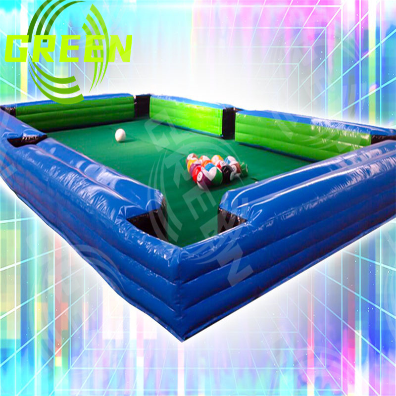 GREEN  GIANT INFLATABLE POOL SOCCER BILLIARDSIndoor giant human billiards game snooker soccer ball inflatable snookball table