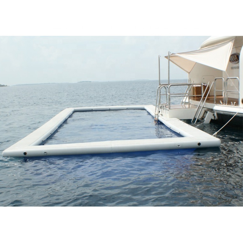 Inflatable Yacht Floating Ocean Sea Swimming Pool with Anti Jellyfish Net for Sale inflatable pontoons