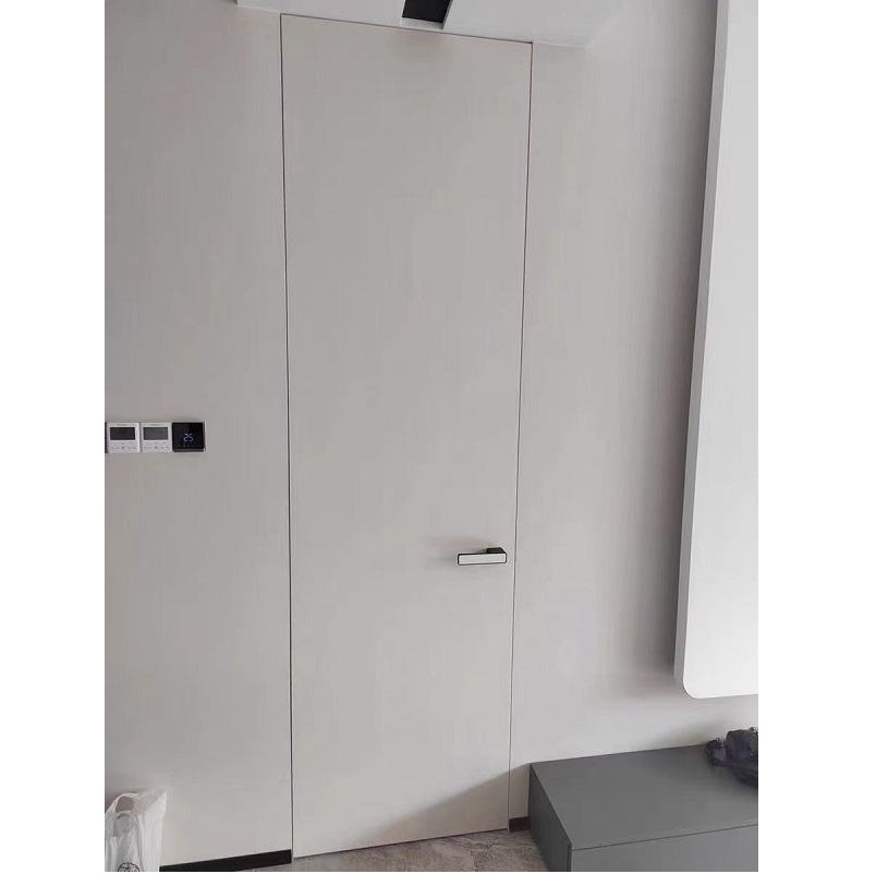 Soundproof invisible wood doors with hidden hinges & magnetic lock