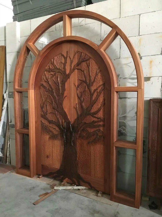 Custom Man made Solid hard wood villa doors, hand made doors