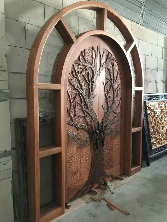 Custom Man made Solid hard wood villa doors, hand made doors