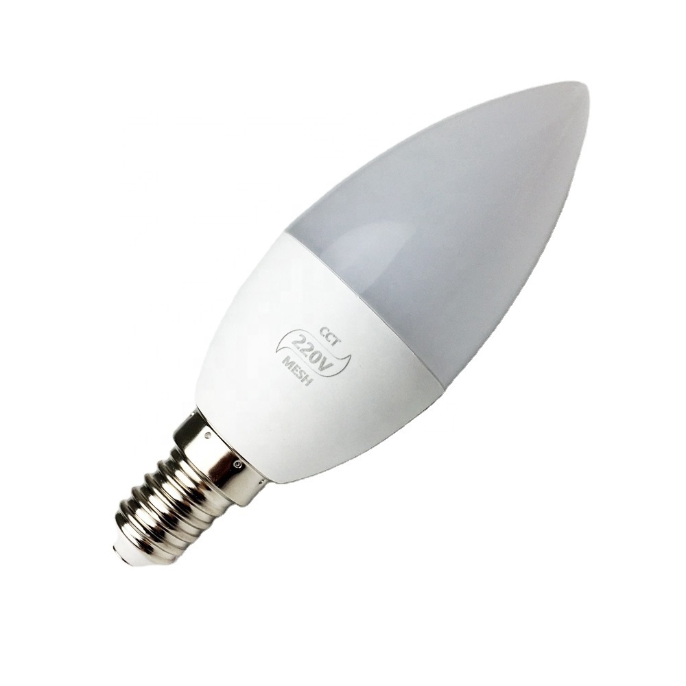 4W App CCT Smart LED Bulb Candle Light Warm White Cold White Light Dimmable 110V E12 220V E14 Pull Tail Bulb