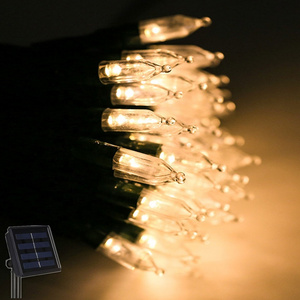 Solar LED String Lights Old Fashioned Green Wire LED Bulb String Light Wedding Fairy Twinkle Christmas Lights Outdoor