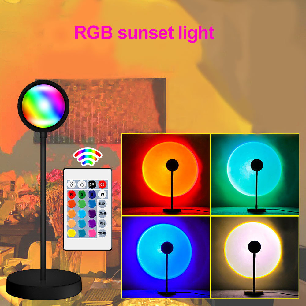 RGB Sunset Table Lamp Rainbow Projector Lamp Sun Floor Lamp for Living Room Bedroom Background Wall Color Lights