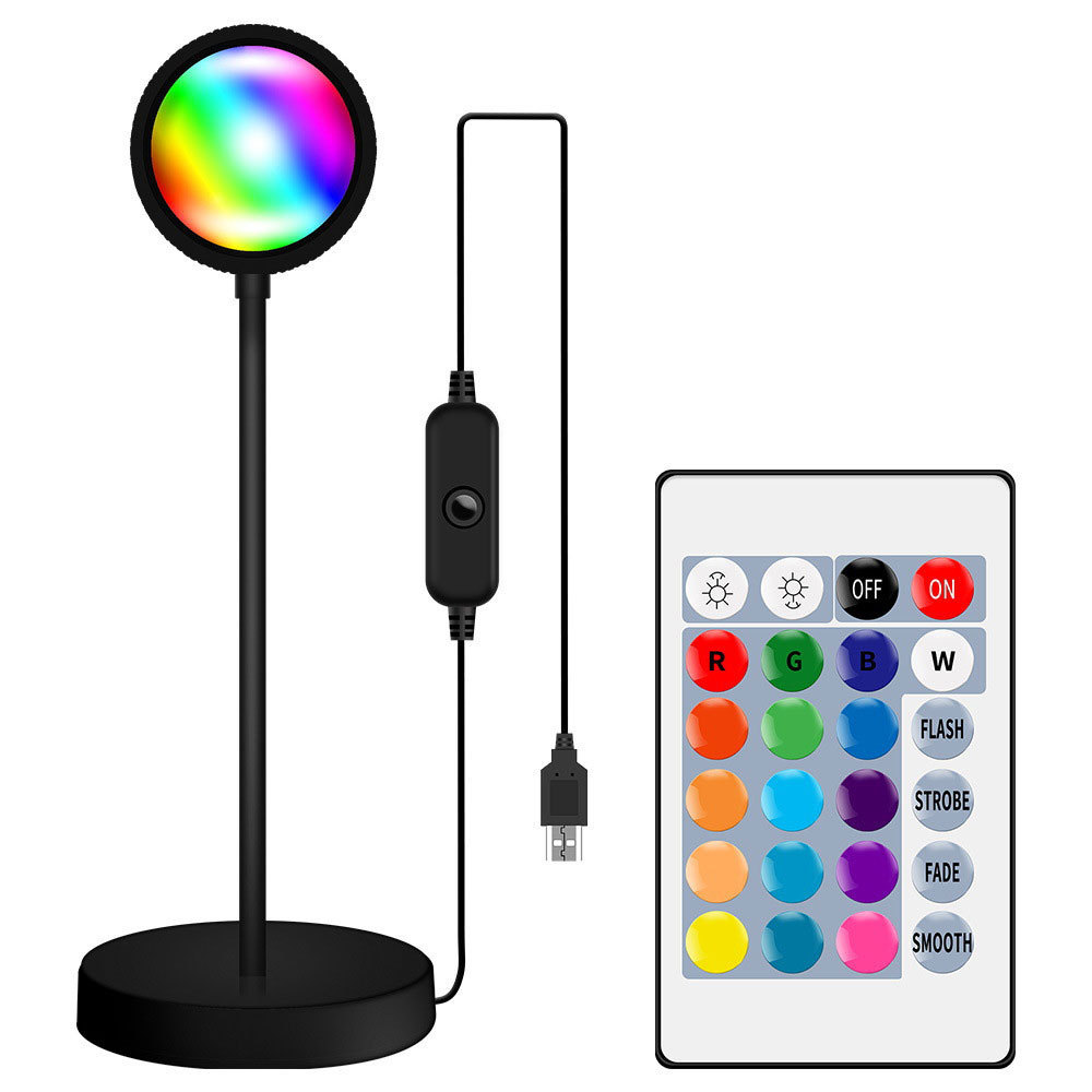 RGB Sunset Table Lamp Rainbow Projector Lamp Sun Floor Lamp for Living Room Bedroom Background Wall Color Lights