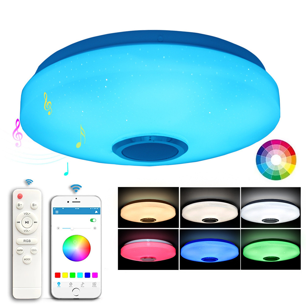 hot sell 110V 220V 30CM RGB APP phone remote control modern led smart dimming music speaker ceiling light