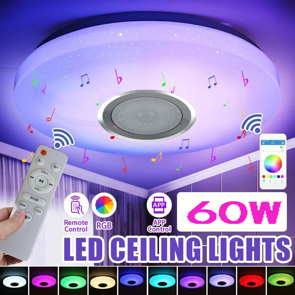 hot sell 110V 220V 30CM RGB APP phone remote control modern led smart dimming music speaker ceiling light