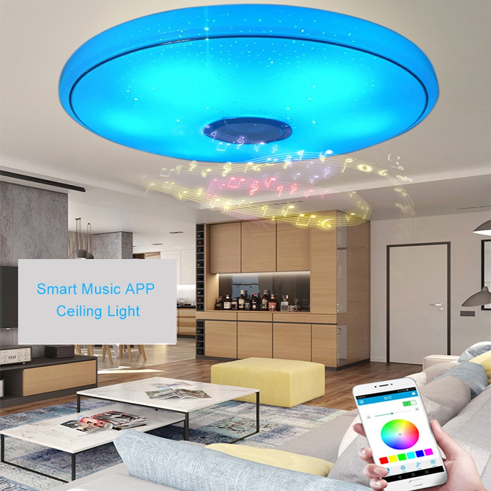 Modern 36W Smart LED Ceiling Lights APP Remote Control RGB Dimmable Color Changing Lamp Music Speaker for Kitchen Bedroom Home