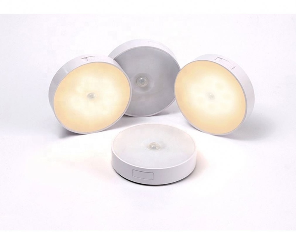 6000K Daylight Lamp Motion Sensor Light Indoor Battery Operated Ceiling Light Solar Charge Round Wireless Wall Lights