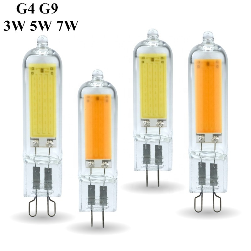 Super Bright G9 G4 LED Light Bulb 3W 5W 7W 110V 220V Dimmable Glass COB Bulb Constant Power Light for Pendant Chandelier lights