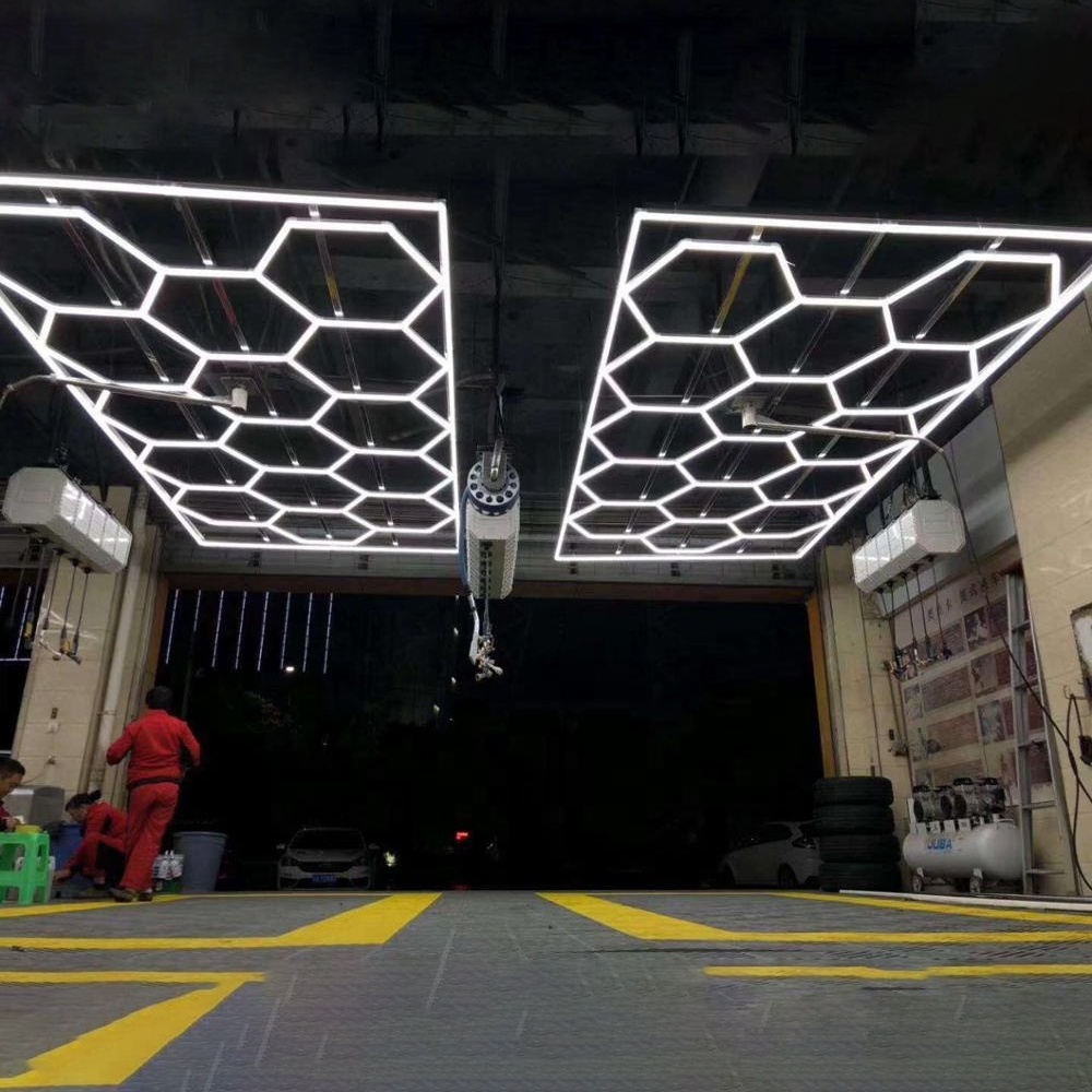 Factory Sale 2400*4800MM Detailing Workshop Ceiling Led Lights Modern For Car Shop Garage honeycomb lights hexagonal led light