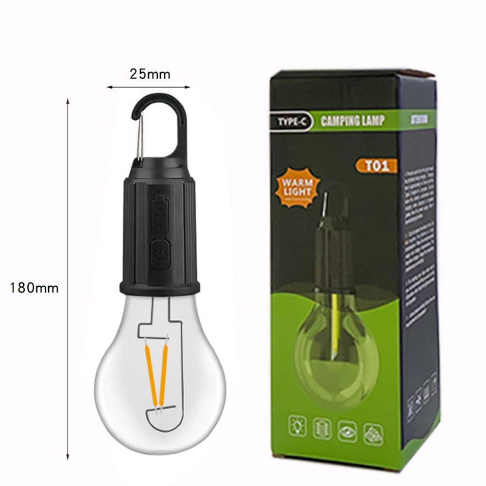 USB Rechargeable Bulb Light Lightweight LED Camping Light Bulb Portable Hanging Fishing Outdoor Lantern Tent Hanging Light