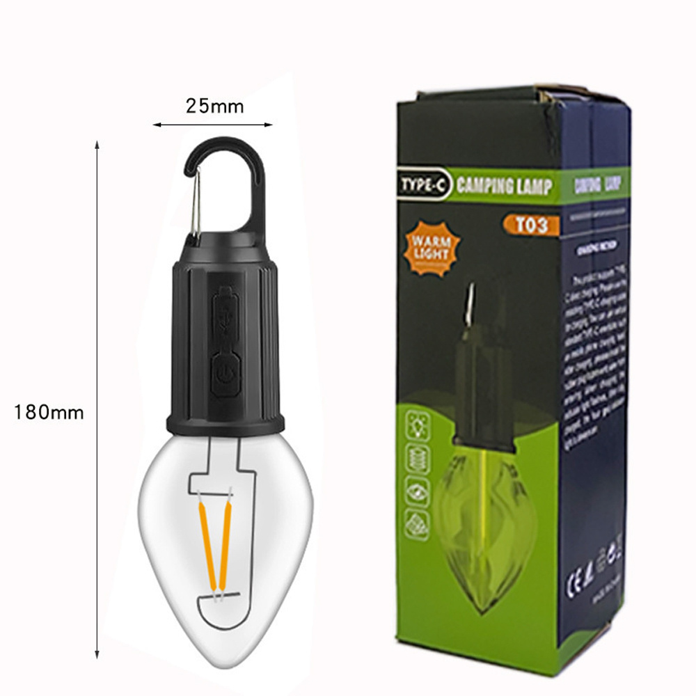 USB Rechargeable Bulb Light Lightweight LED Camping Light Bulb Portable Hanging Fishing Outdoor Lantern Tent Hanging Light