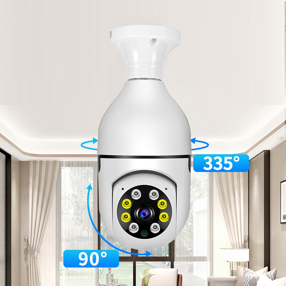 WiFi Panoramic Bulb Camera Full HD Infrared Night Vision Two Way-Audio Wireless 2 Million Pixels E27 Easy Install Bulb Camera