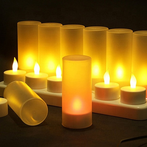 Ready to Ship 12PCS LED Rechargeable Plastic Cup Candles With Home Decoration Led Candle Tea Light