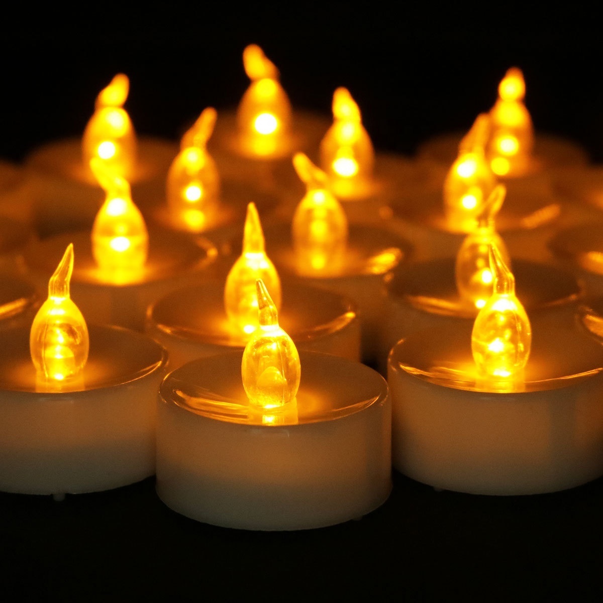 Flameless LED Tea Lights Yellow/Warm White Flickering Light Battery Operated Electric Candles Tea lights for Halloween Christmas