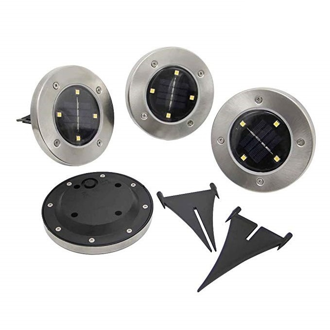 4 Pack Solar Powered Ground Lights 4 LED white / warm white Solar Path Lights Waterproof for Outdoor Garden pathway decoration