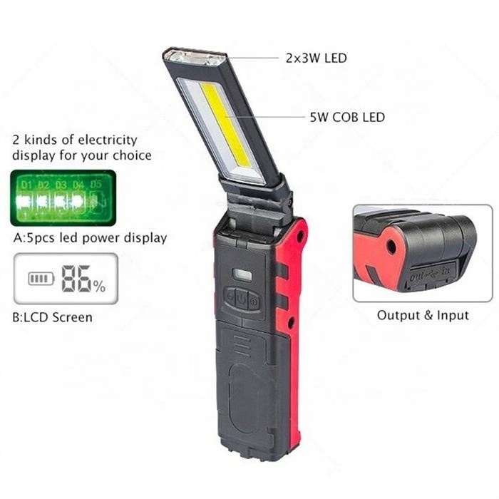 Foldable Stepless Dimming COB LED Flashlight Magnetic USB Rechargeable Work Light Car Repair Camping Torch Flash Lights