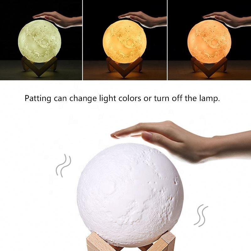 Christmas Gift 16 Colours 3d Moon Lamp Night Light For Kids Touch Sensor Remote Control Usb Custom Small Led Lamp