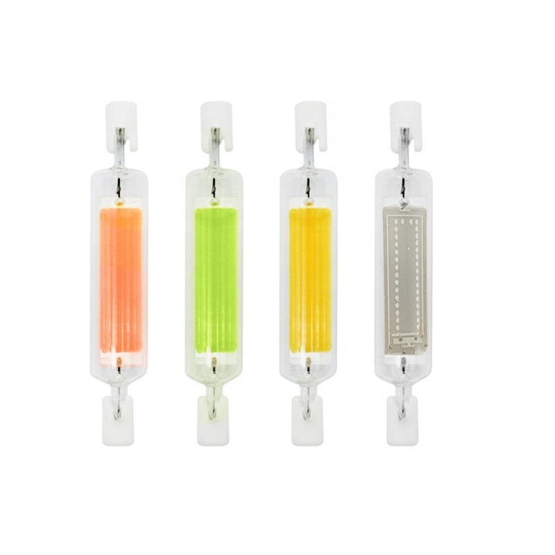 High Brightness colorful R7s COB Led Light Bulbs Dimmable 78mm 118mm 110V/220V 10W 20W Flood Light Glass Ceramic Tube Lamp Green