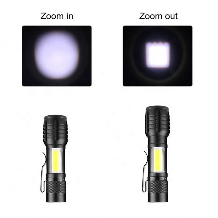 Built In Battery Zoom Focus Small Led Flashlight Rechargeable Penlight Waterproof