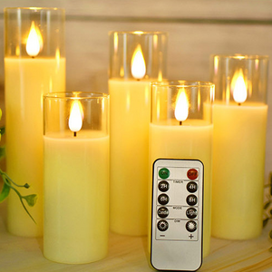 5pcs Led Flameless Electric Candles Lamp Acrylic Glass rechargeable Flickering Tealight with Remote for Wedding Party Christmas