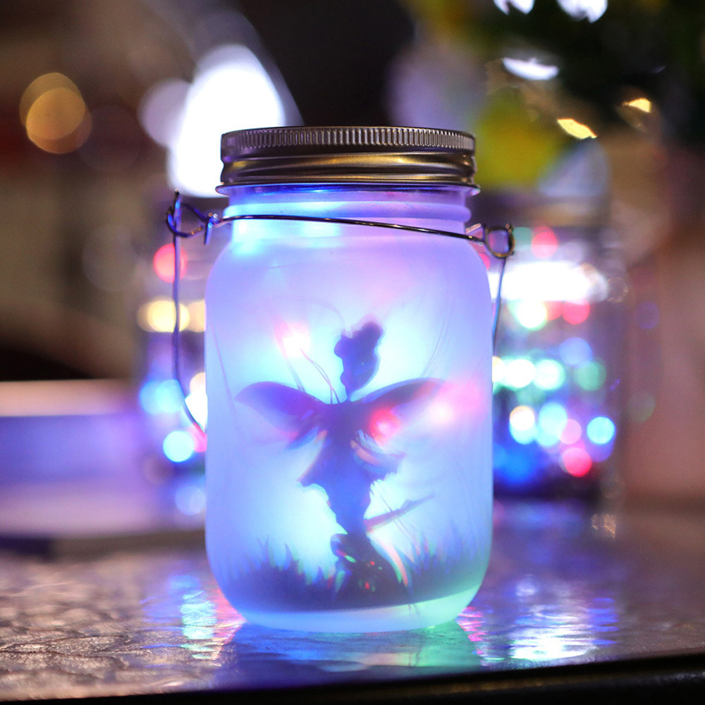 20 LEDs Fairy Light Solar Hanging Glass Mason Jar Bottle Lid Insert Color Changing Garden Christmas Lights Outdoor Wedding Decor