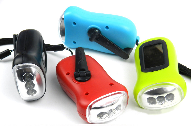 Different color 3LEDs battery Multifunctional hand shake solar power flashlight