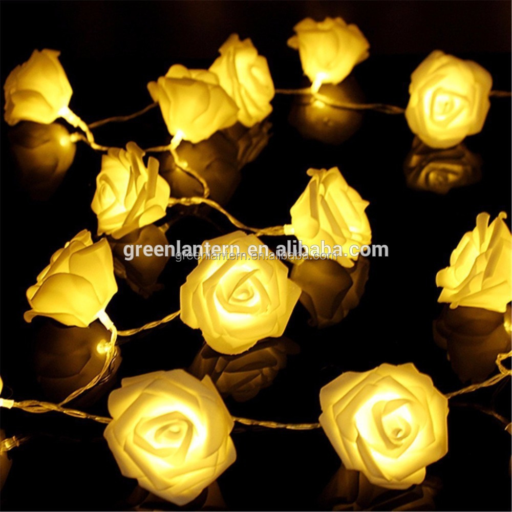 Battery Operated Romantic led Rose Flower String Lights Artificial Bouquet Garland lamp for Wedding Christmas Valentine's Day