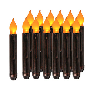 12 Pack Black LED Taper Candles Electric Long Window Candle Battery Operated plastic flameless Flickering Candles for Halloween