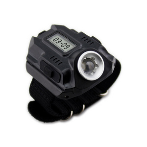 Portable Rechargeable Waterproof Flashlight LED Wrist Watch Tactical Torch Lights With clock display for Outdoor Camping Hunting