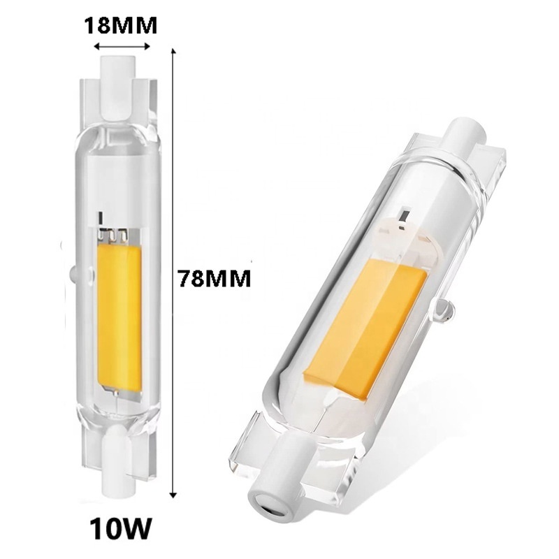 High Brightness R7S COB LED Dimmable Horizontal LightS 10W 20W Flood Light glass Tube 78mm 118mm Replacement halogen lampada