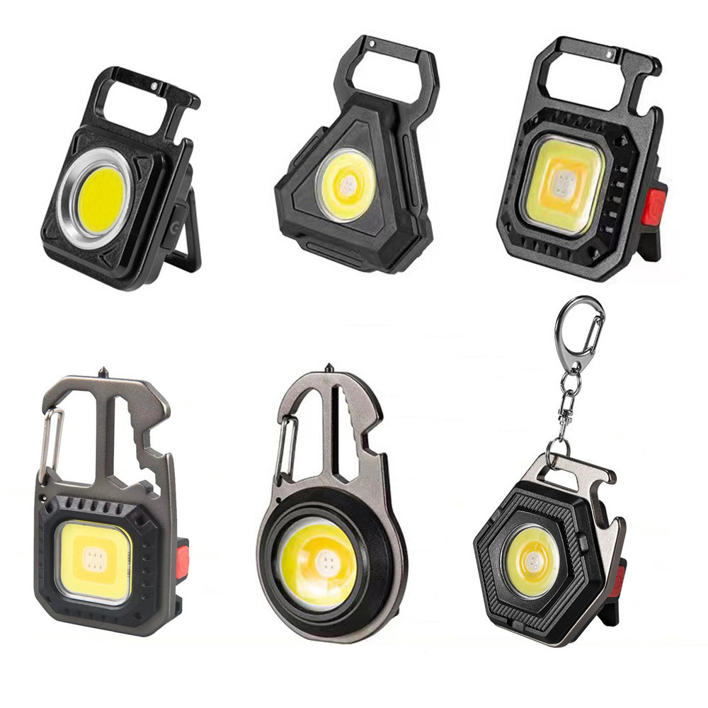 Wholesale Rechargeable 3 Light Mode Portable COB Keychain Mini Flashlight with Folding Bracket Magnet Base Bottle Opener outdoor