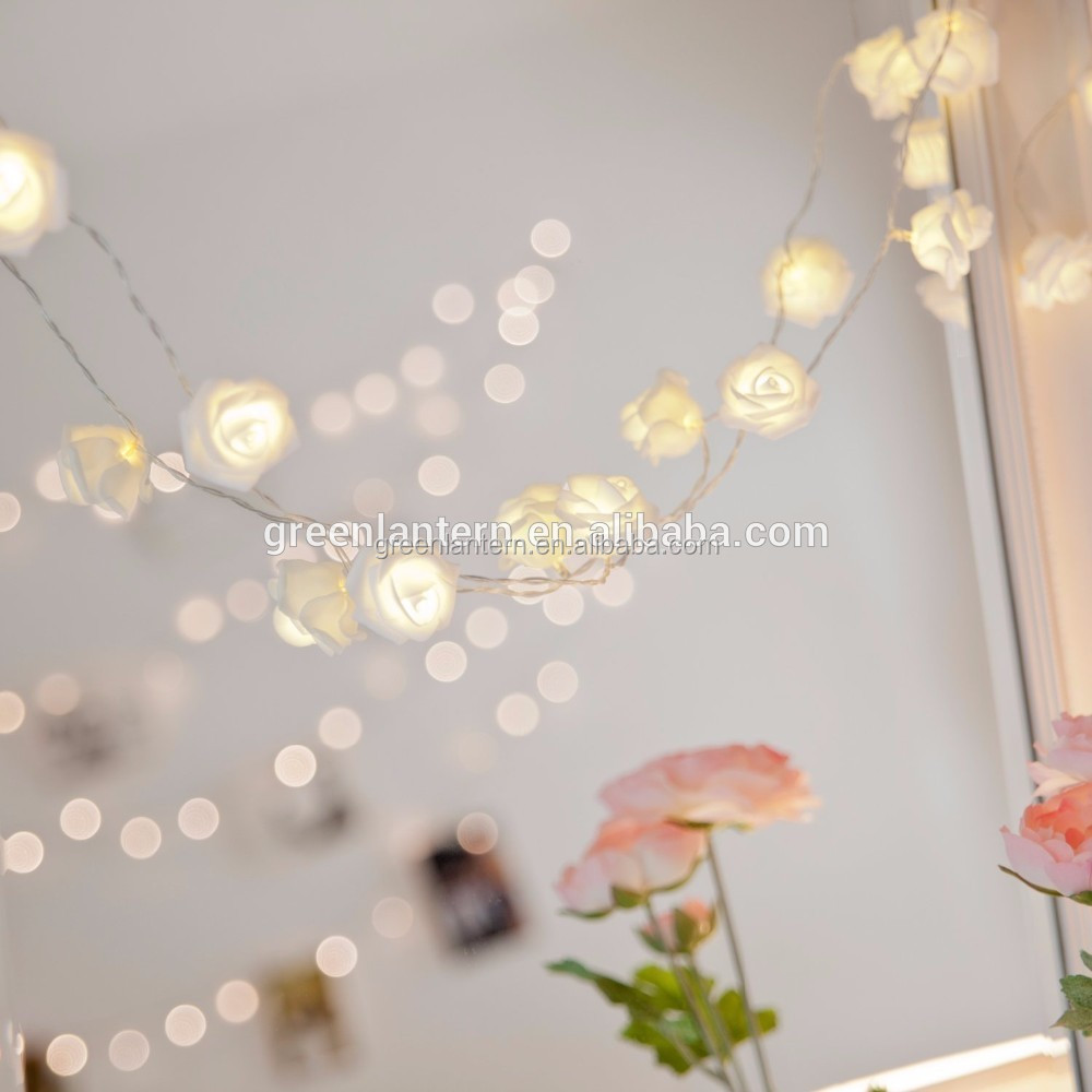 Battery Operated Romantic led Rose Flower String Lights Artificial Bouquet Garland lamp for Wedding Christmas Valentine's Day