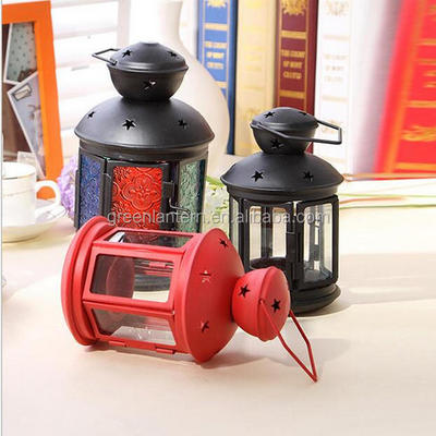 PAINTED METAL TEA LIGHT LANTERN STANDING / HANGING TEA LIGHT CANDLE HOLDER lantern light