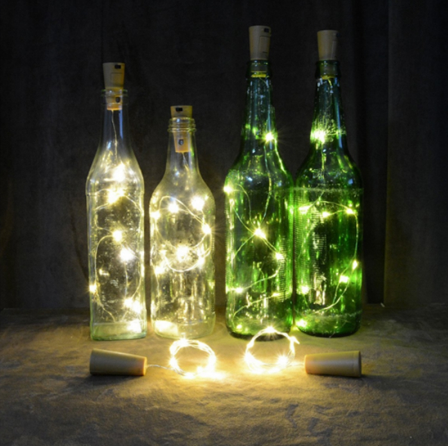 2m 6.6FT Battery Mini 20 LED Cork Wine Bottle Night Light Christmas Copper wire Fairy String Lights for Holiday Garland Wedding