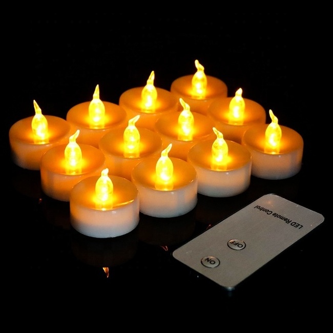 Led tea wax CR2032 electronic Flameless Candle with timer remote Wedding Christmas birthday atmosphere candle light