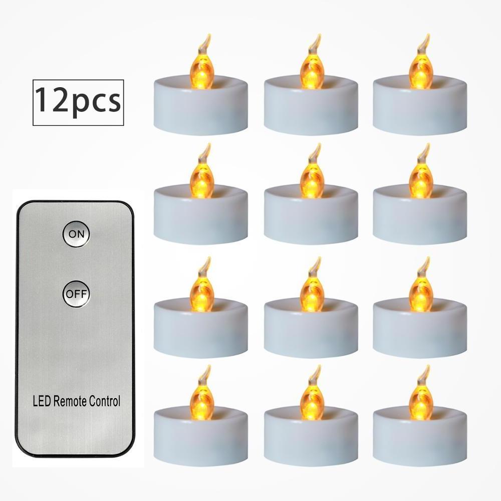 Led tea wax CR2032 electronic Flameless Candle with timer remote Wedding Christmas birthday atmosphere candle light