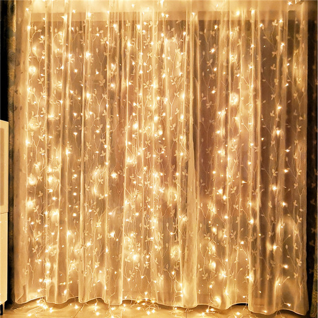 LED Twinkle Star 3x3M 300LED Window Curtain Light outdoor Waterproof garland lamp colorful String fairy light with end connector