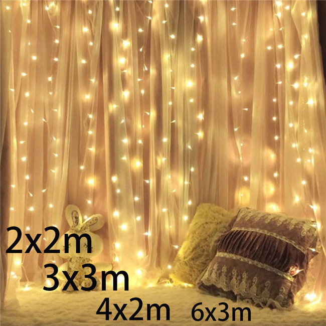 LED Twinkle Star 3x3M 300LED Window Curtain Light outdoor Waterproof garland lamp colorful String fairy light with end connector