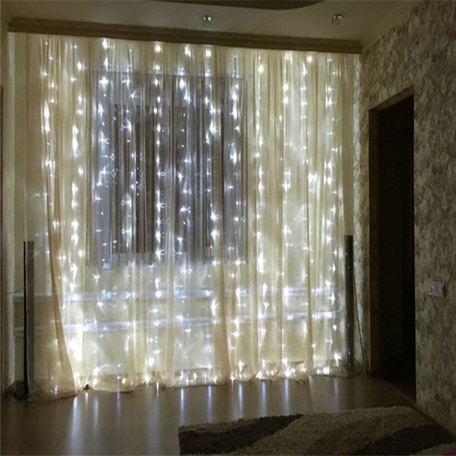 LED Twinkle Star 3x3M 300LED Window Curtain Light outdoor Waterproof garland lamp colorful String fairy light with end connector