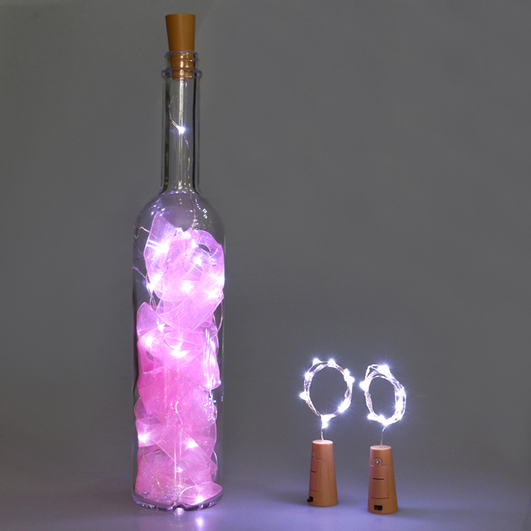 LED Light up cork string light copper wire led wine bottle top stopper light 2 meter 20 leds