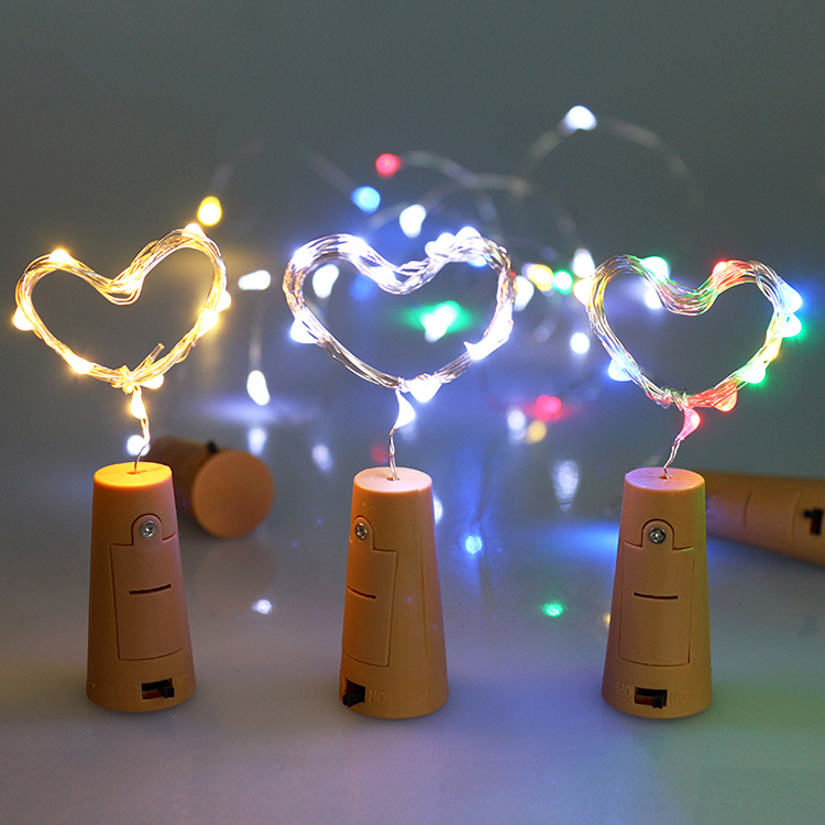 LED Light up cork string light copper wire led wine bottle top stopper light 2 meter 20 leds