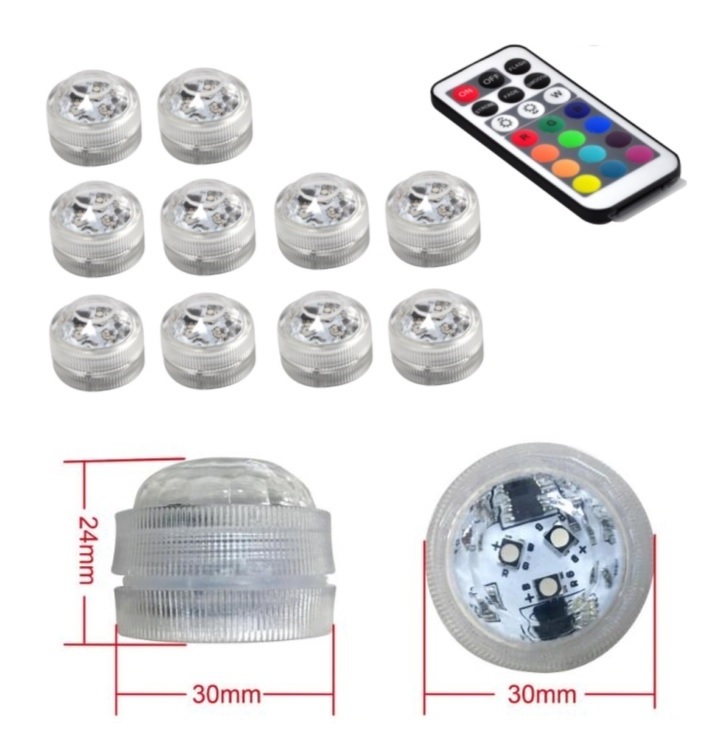 3CM Waterproof RGB Mini Submersible LED Lights Remote Control LED Battery Lights Tea Light for Wedding Party Vase Decoration