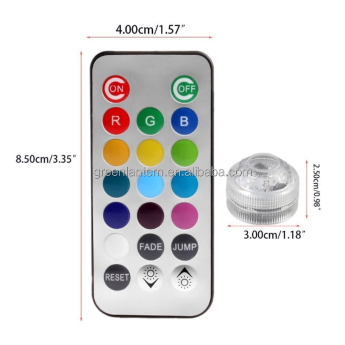 3CM Waterproof RGB Mini Submersible LED Lights Remote Control LED Battery Lights Tea Light for Wedding Party Vase Decoration