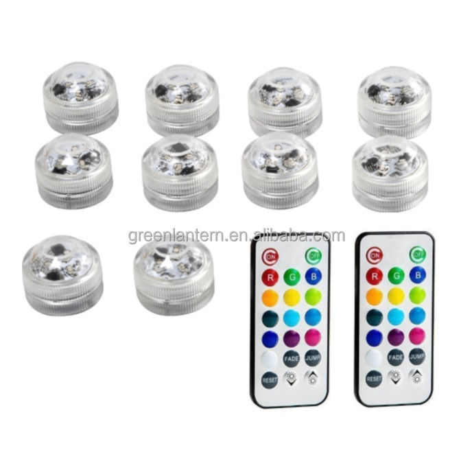 3CM Waterproof RGB Mini Submersible LED Lights Remote Control LED Battery Lights Tea Light for Wedding Party Vase Decoration