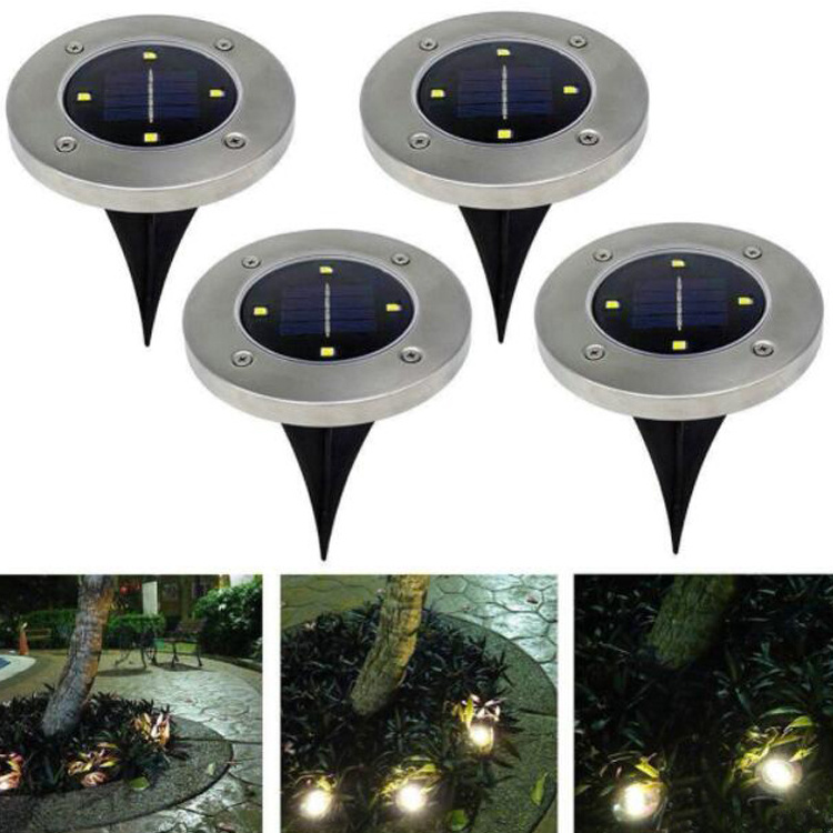 Waterproof Outdoor 4LED Disk Light Solar Garden Light lawn lamp outside lighting