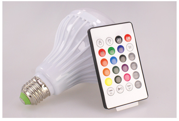 LED Wireless Light Bulb Speaker, RGB Smart Music Bulb E27 Remote Control 12W LED Bulb Speaker,led music bulb wireless