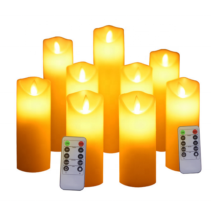 luxury timer remote control flameless led wax candle tea light set of 9 gift box candle